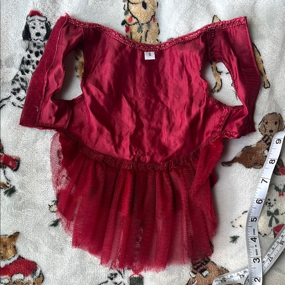 Red Dog Dress with Rhinestones and Bow - Picture 4 of 5